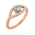 Sapphire Row Natural Pavé Evil Eye Gemstone Ring - Blue Zircon, 14K Rose Gold