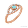 Sapphire Row Natural Pavé Evil Eye Gemstone Ring - Blue Zircon, 14K Rose Gold