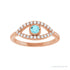 Sapphire Row Natural Pavé Evil Eye Gemstone Ring - Blue Zircon, 14K Rose Gold (view 3)