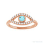 Sapphire Row Natural Pavé Evil Eye Gemstone Ring - Blue Zircon, 14K Rose Gold (view 3)