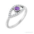 Sapphire Row Natural Pavé Evil Eye Gemstone Ring - Amethyst, Platinum