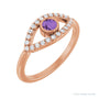 Sapphire Row Natural Pavé Evil Eye Gemstone Ring - Amethyst, 14K Rose Gold