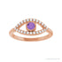 Sapphire Row Natural Pavé Evil Eye Gemstone Ring - Amethyst, 14K Rose Gold (view 3)