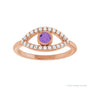 Sapphire Row Natural Pavé Evil Eye Gemstone Ring - Amethyst, 14K Rose Gold (view 3)
