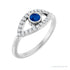 Sapphire Row Natural Pavé Evil Eye Gemstone Ring - Blue Sapphire, Platinum