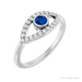 Sapphire Row Natural Pavé Evil Eye Gemstone Ring - Blue Sapphire, Platinum