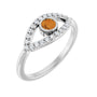 Sapphire Row Natural Pavé Evil Eye Gemstone Ring - Citrine, 14K White Gold
