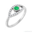 Sapphire Row Natural Pavé Evil Eye Gemstone Ring - Emerald, 14K White Gold