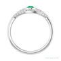 Sapphire Row Natural Pavé Evil Eye Gemstone Ring - Emerald, 14K White Gold (view 2)