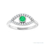 Sapphire Row Natural Pavé Evil Eye Gemstone Ring - Emerald, 14K White Gold (view 3)