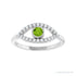 Sapphire Row Natural Pavé Evil Eye Gemstone Ring - Peridot, 14K White Gold (view 3)