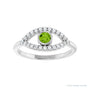 Sapphire Row Natural Pavé Evil Eye Gemstone Ring - Peridot, 14K White Gold (view 3)