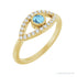 Sapphire Row Natural Pavé Evil Eye Gemstone Ring - Aquamarine, 14K Yellow Gold