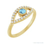 Sapphire Row Natural Pavé Evil Eye Gemstone Ring - Aquamarine, 14K Yellow Gold