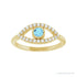 Sapphire Row Natural Pavé Evil Eye Gemstone Ring - Aquamarine, 14K Yellow Gold (view 3)