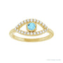 Sapphire Row Natural Pavé Evil Eye Gemstone Ring - Aquamarine, 14K Yellow Gold (view 3)