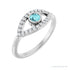 Sapphire Row Natural Pavé Evil Eye Gemstone Ring - Blue Zircon, 14K White Gold
