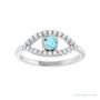 Sapphire Row Natural Pavé Evil Eye Gemstone Ring - Blue Zircon, 14K White Gold (view 3)