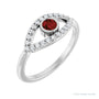 Sapphire Row Natural Pavé Evil Eye Gemstone Ring - Mozambique Garnet, Platinum