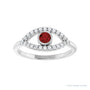 Sapphire Row Natural Pavé Evil Eye Gemstone Ring - Mozambique Garnet, Platinum (view 3)