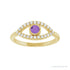 Sapphire Row Natural Pavé Evil Eye Gemstone Ring - Amethyst, 14K Yellow Gold (view 3)