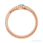 Sapphire Row Natural Pavé Evil Eye Gemstone Ring - Aquamarine, 14K Rose Gold (view 2)