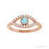 Sapphire Row Natural Pavé Evil Eye Gemstone Ring - Aquamarine, 14K Rose Gold (view 3)