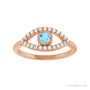 Sapphire Row Natural Pavé Evil Eye Gemstone Ring - Aquamarine, 14K Rose Gold (view 3)