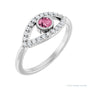 Sapphire Row Natural Pavé Evil Eye Gemstone Ring - Pink Tourmaline, Platinum