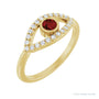 Sapphire Row Natural Pavé Evil Eye Gemstone Ring - Mozambique Garnet, 14K Yellow Gold