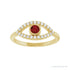 Sapphire Row Natural Pavé Evil Eye Gemstone Ring - Mozambique Garnet, 14K Yellow Gold (view 3)