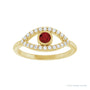 Sapphire Row Natural Pavé Evil Eye Gemstone Ring - Mozambique Garnet, 14K Yellow Gold (view 3)