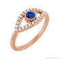 Sapphire Row Natural Pavé Evil Eye Gemstone Ring - Blue Sapphire, 14K Rose Gold