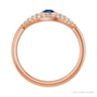 Sapphire Row Natural Pavé Evil Eye Gemstone Ring - Blue Sapphire, 14K Rose Gold (view 2)
