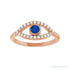 Sapphire Row Natural Pavé Evil Eye Gemstone Ring - Blue Sapphire, 14K Rose Gold (view 3)
