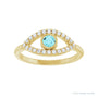 Sapphire Row Natural Pavé Evil Eye Gemstone Ring - Blue Zircon, 14K Yellow Gold (view 3)