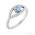 Sapphire Row Natural Pavé Evil Eye Gemstone Ring - Aquamarine, Platinum