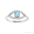 Sapphire Row Natural Pavé Evil Eye Gemstone Ring - Aquamarine, Platinum (view 3)