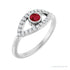 Sapphire Row Natural Pavé Evil Eye Gemstone Ring - Ruby, 14K White Gold