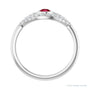 Sapphire Row Natural Pavé Evil Eye Gemstone Ring - Ruby, 14K White Gold (view 2)