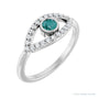 Sapphire Row Natural Pavé Evil Eye Gemstone Ring - Alexandrite, Platinum