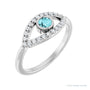 Sapphire Row Natural Pavé Evil Eye Gemstone Ring - Blue Zircon, Platinum