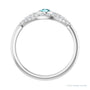 Sapphire Row Natural Pavé Evil Eye Gemstone Ring - Blue Zircon, Platinum (view 2)