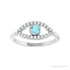 Sapphire Row Natural Pavé Evil Eye Gemstone Ring - Blue Zircon, Platinum (view 3)