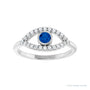 Sapphire Row Natural Pavé Evil Eye Gemstone Ring - Blue Sapphire, 14K White Gold (view 3)