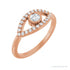 Sapphire Row Natural Pavé Evil Eye Gemstone Ring - White Sapphire, 14K Rose Gold