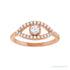 Sapphire Row Natural Pavé Evil Eye Gemstone Ring - White Sapphire, 14K Rose Gold (view 3)