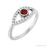 Sapphire Row Natural Pavé Evil Eye Gemstone Ring - Mozambique Garnet, 14K White Gold