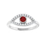 Sapphire Row Natural Pavé Evil Eye Gemstone Ring - Mozambique Garnet, 14K White Gold (view 3)