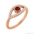 Sapphire Row Natural Pavé Evil Eye Gemstone Ring - Mozambique Garnet, 14K Rose Gold